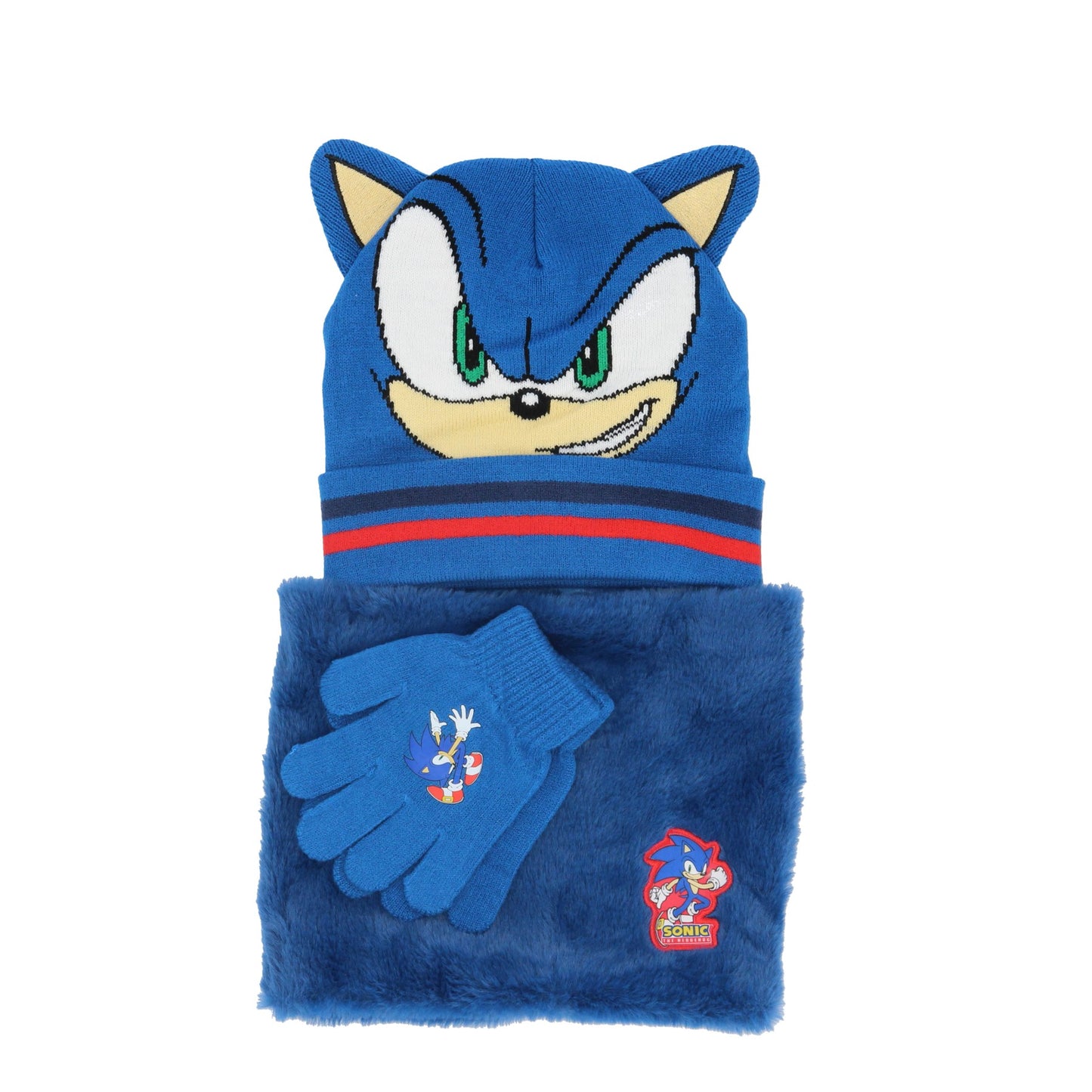 Sonic muts, sjaal en handschoenen