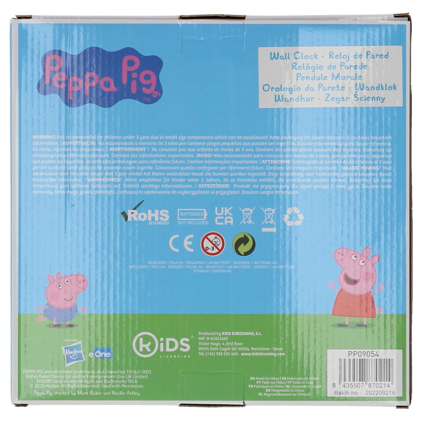 Peppa Pig Wandklok