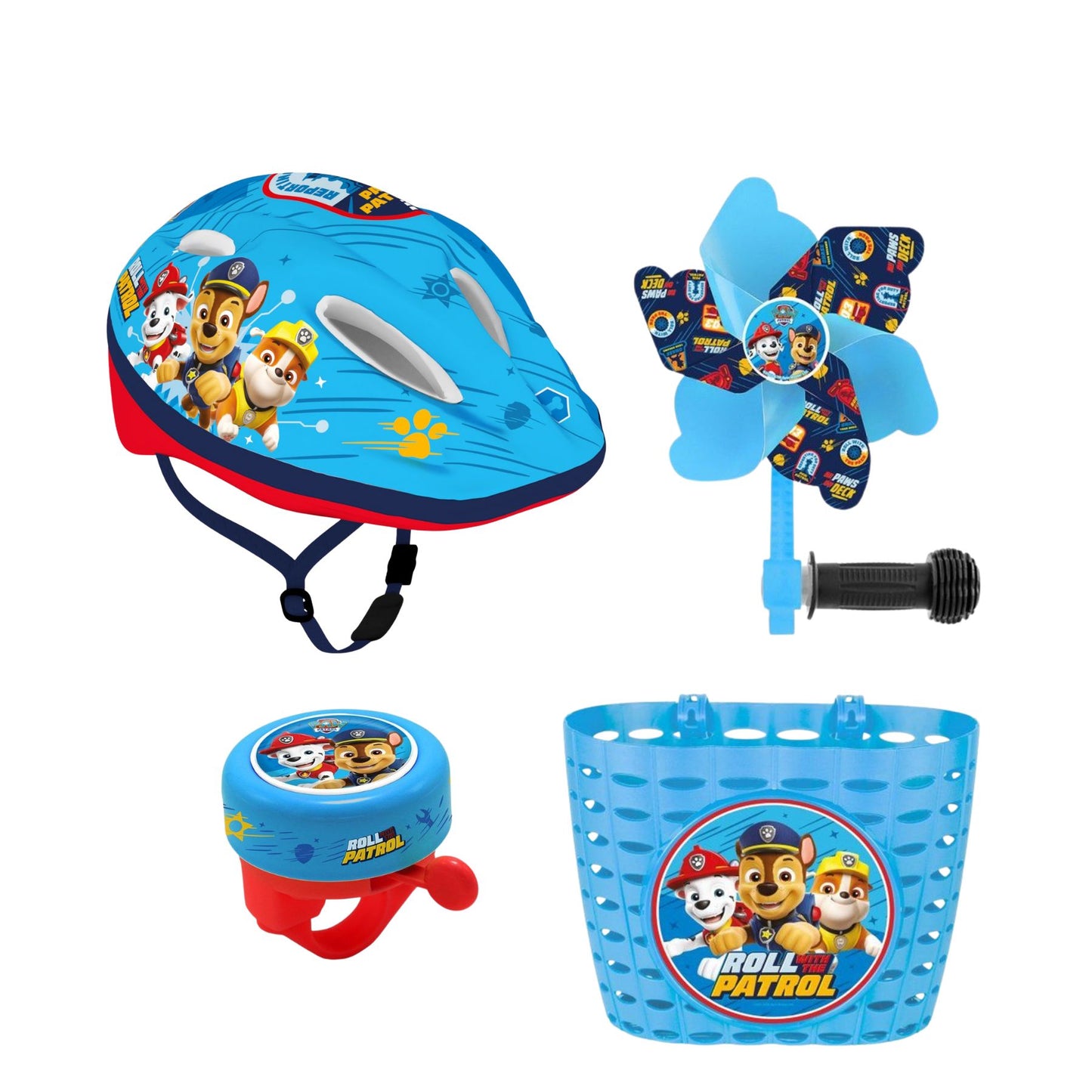 Paw Patrol Fiets accessoires ; Mand, Bel, Molen en Helm