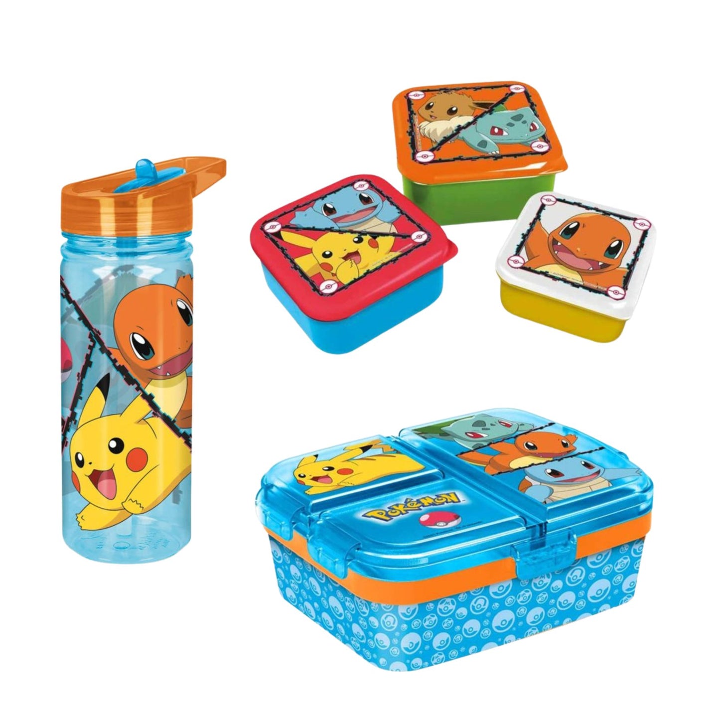 Pokemon lunchset; drinkfles, lunchbox en snackbox