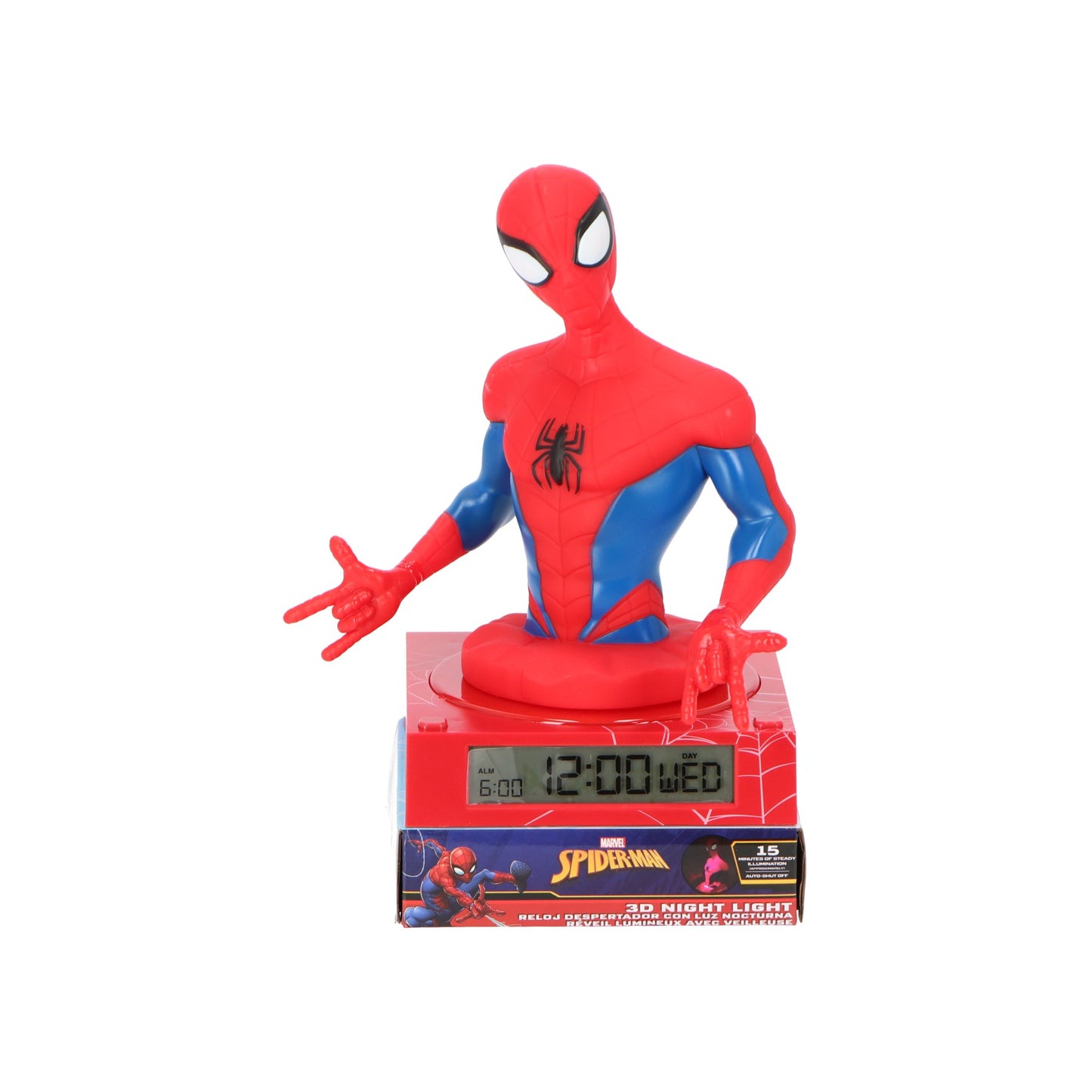 Spiderman 3D Wekker met nachtlampje en geluiden