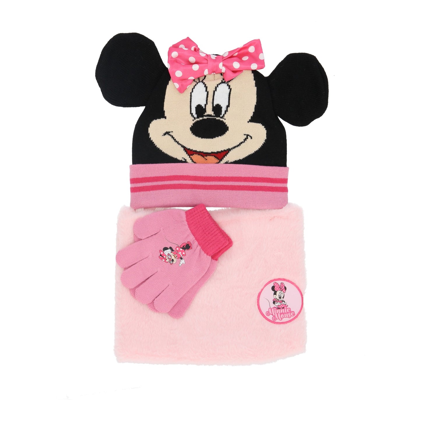 Minnie Mouse muts, sjaal en handschoenen