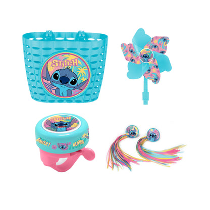 Lilo & Stitch fietsset; mand, bel, franjes en molen