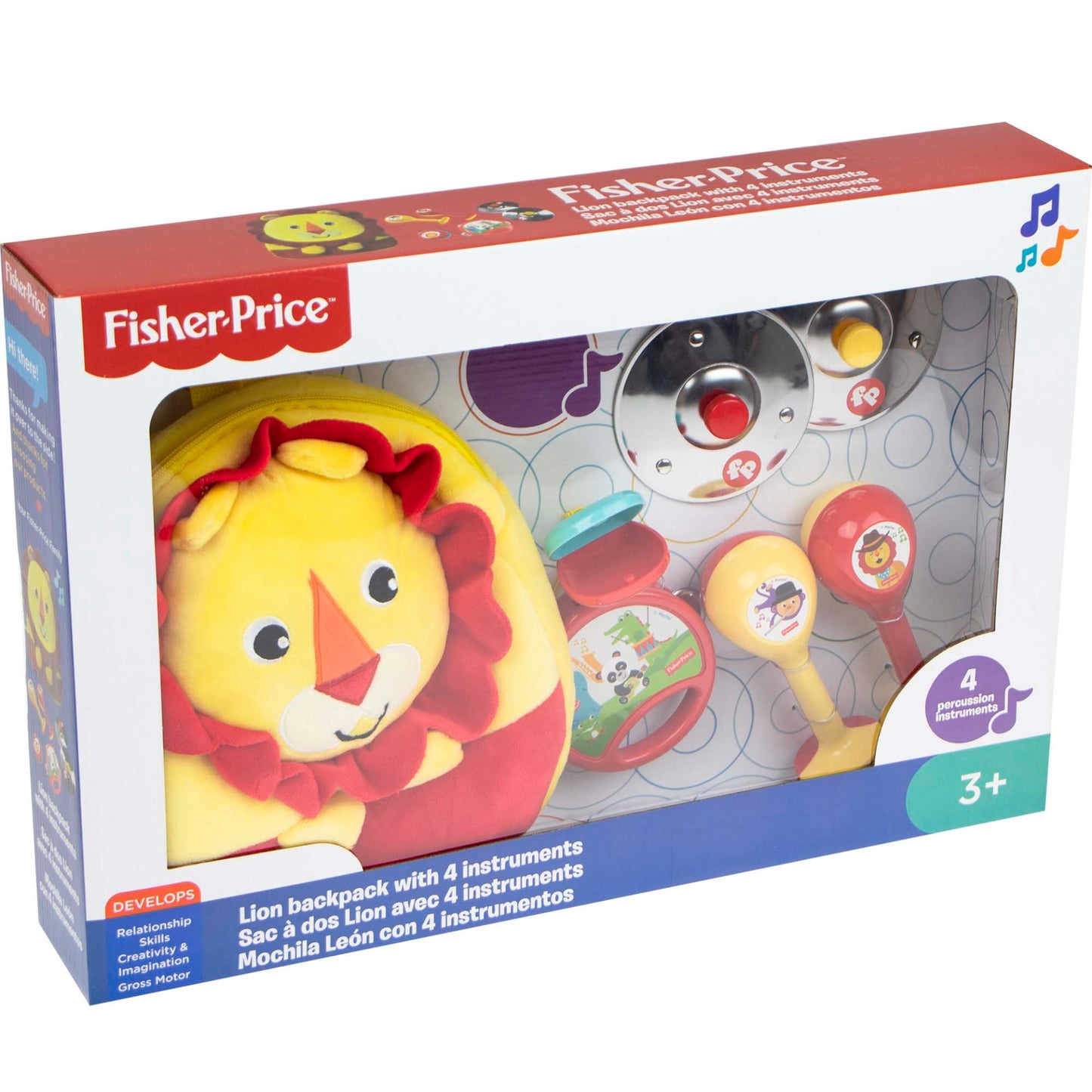 Fisher-Price Rugzak Leeuw met 4 instrumenten