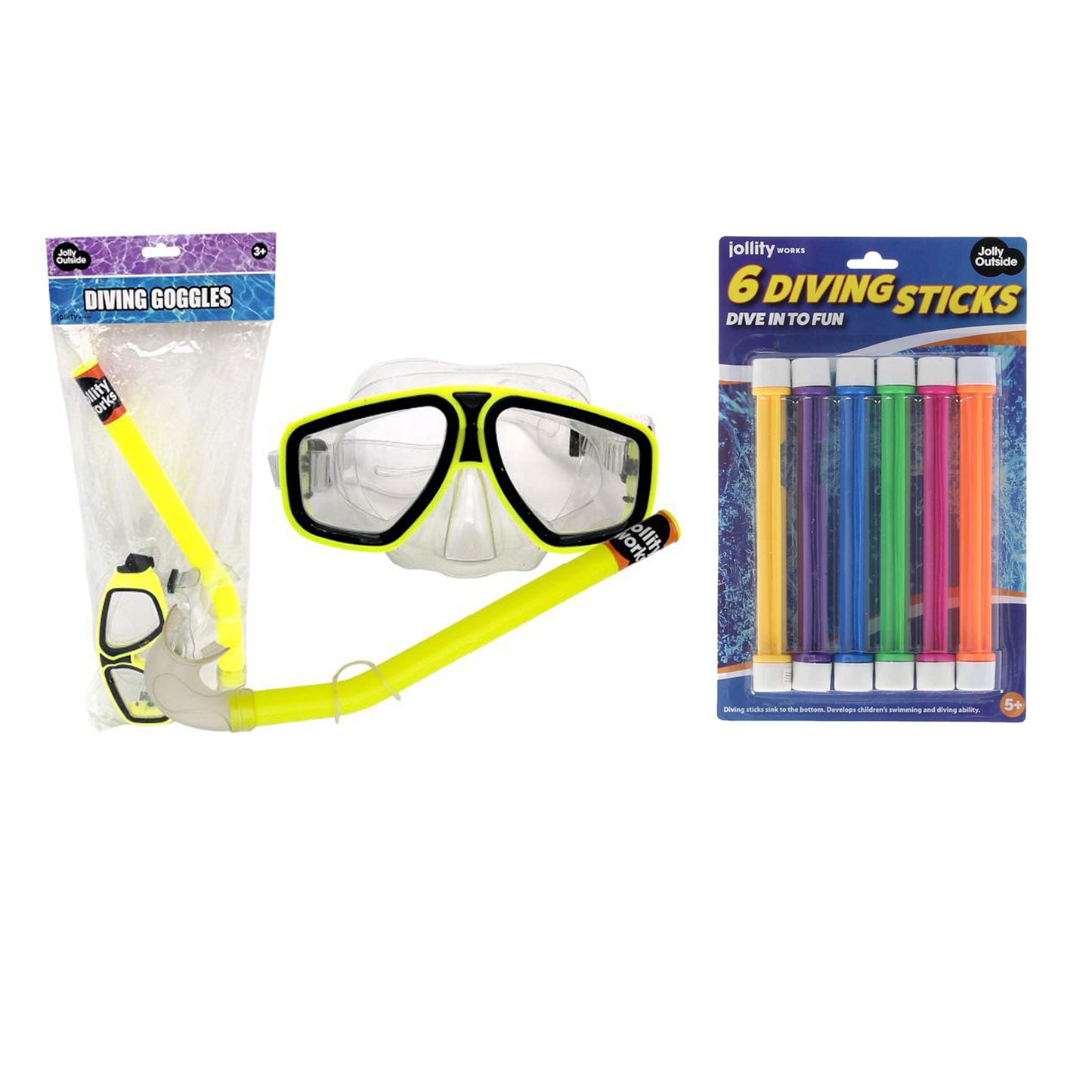 Strandset; snorkelset met duikstokken