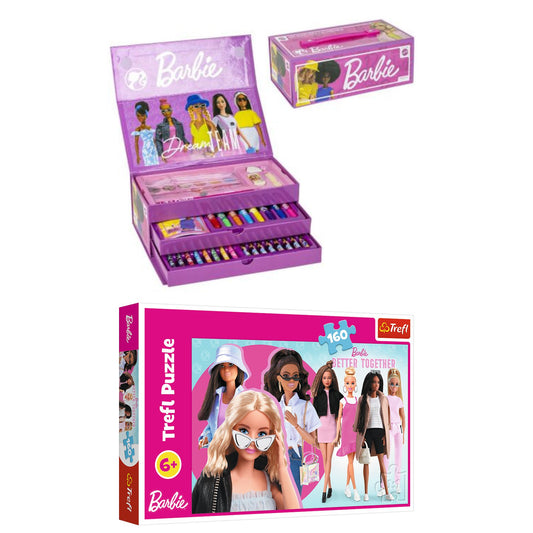 Barbie creatieve set; kleurdoos met puzzel