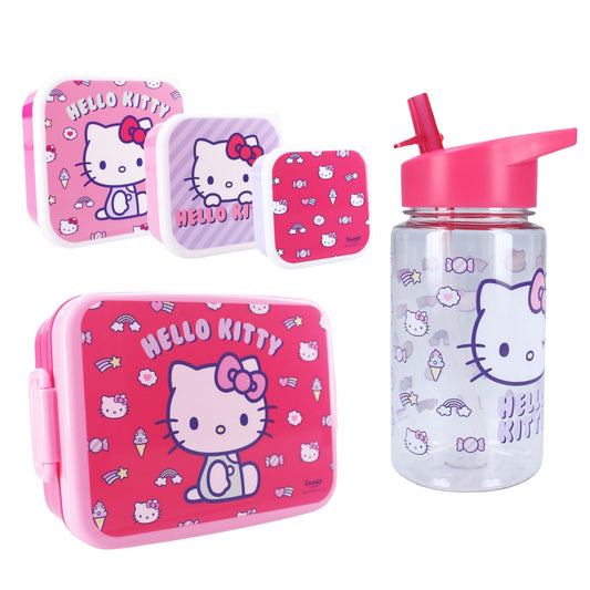 Hello Kitty lunchset; lunchbox, snackbox en drinkfles
