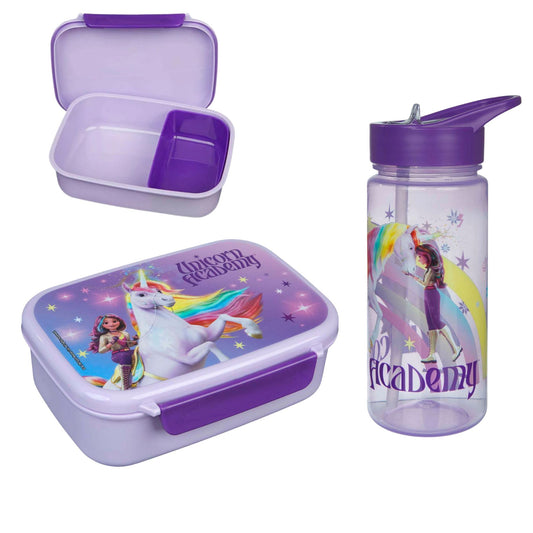 Unicorn Academy lunchset; lunchbox en drinkfles