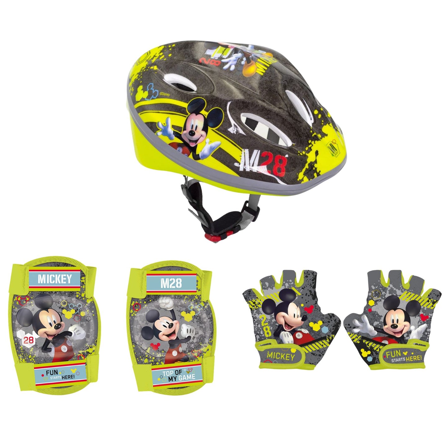 Mickey Mouse Fiets accessoires ; Helm, Fietshandschoenen, Knie- en elleboogbeschermers