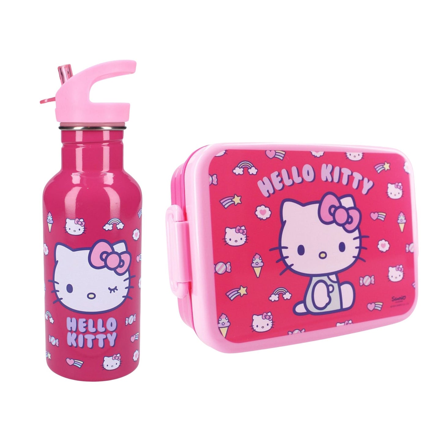 Hello Kitty lunchset; lunchbox en drinkfles