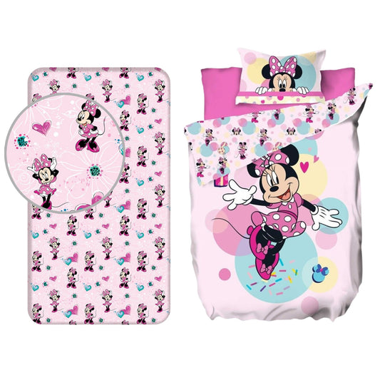 Minnie Mouse slaapkamerset; dekbedovertrek en hoeslaken