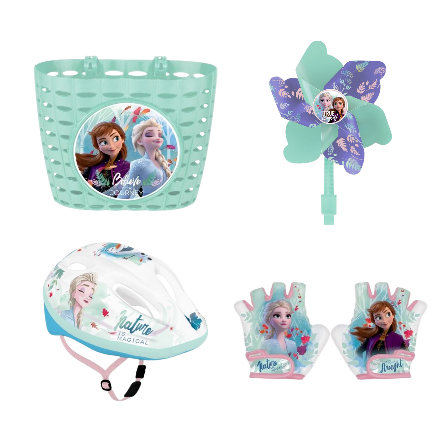 Frozen Fiets accessoires ; Mand, Helm, Handschoenen en Windmolen