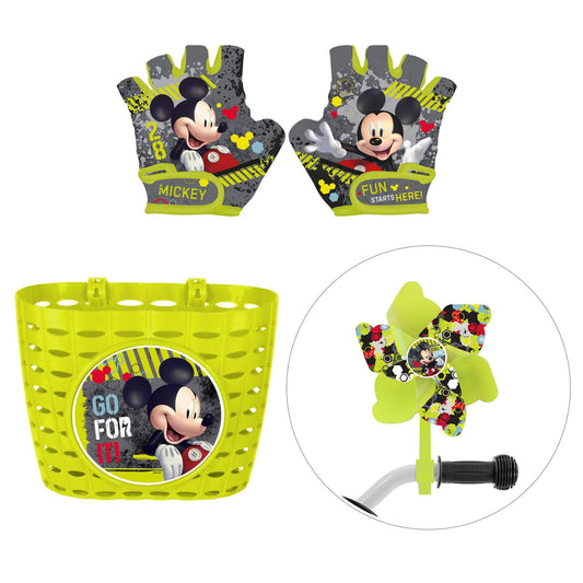 Mickey Mouse Fiets accessoires ; Mand, Windmolen en Fietshandschoenen