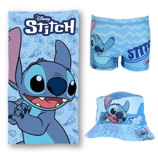 Lilo & Stitch Zomerset; Strandlaken, Vissershoedje en Zwemboxer
