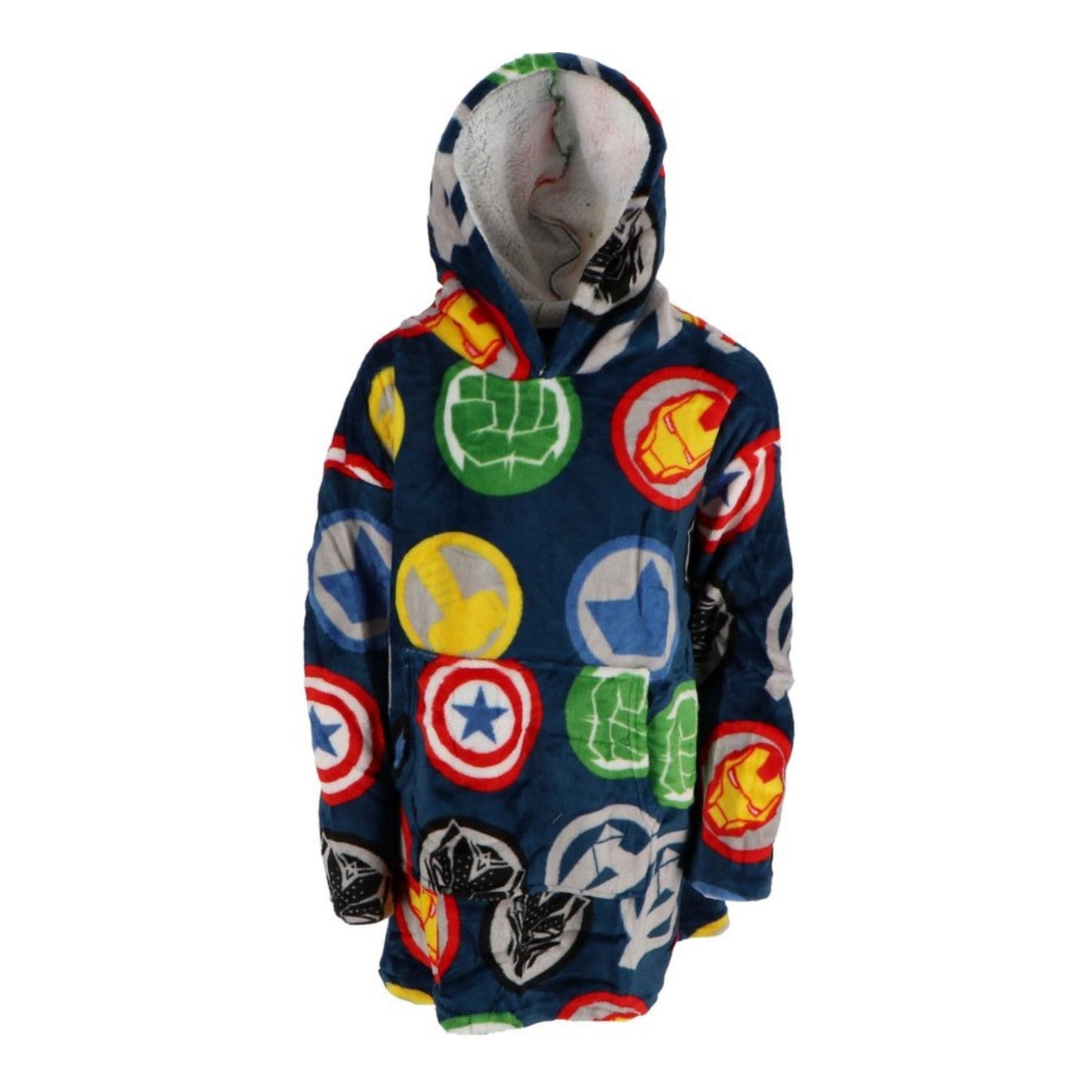 Avengers thuisblijfset – opbergbox / stoel, fleecedeken, hoodie deken en squishy
