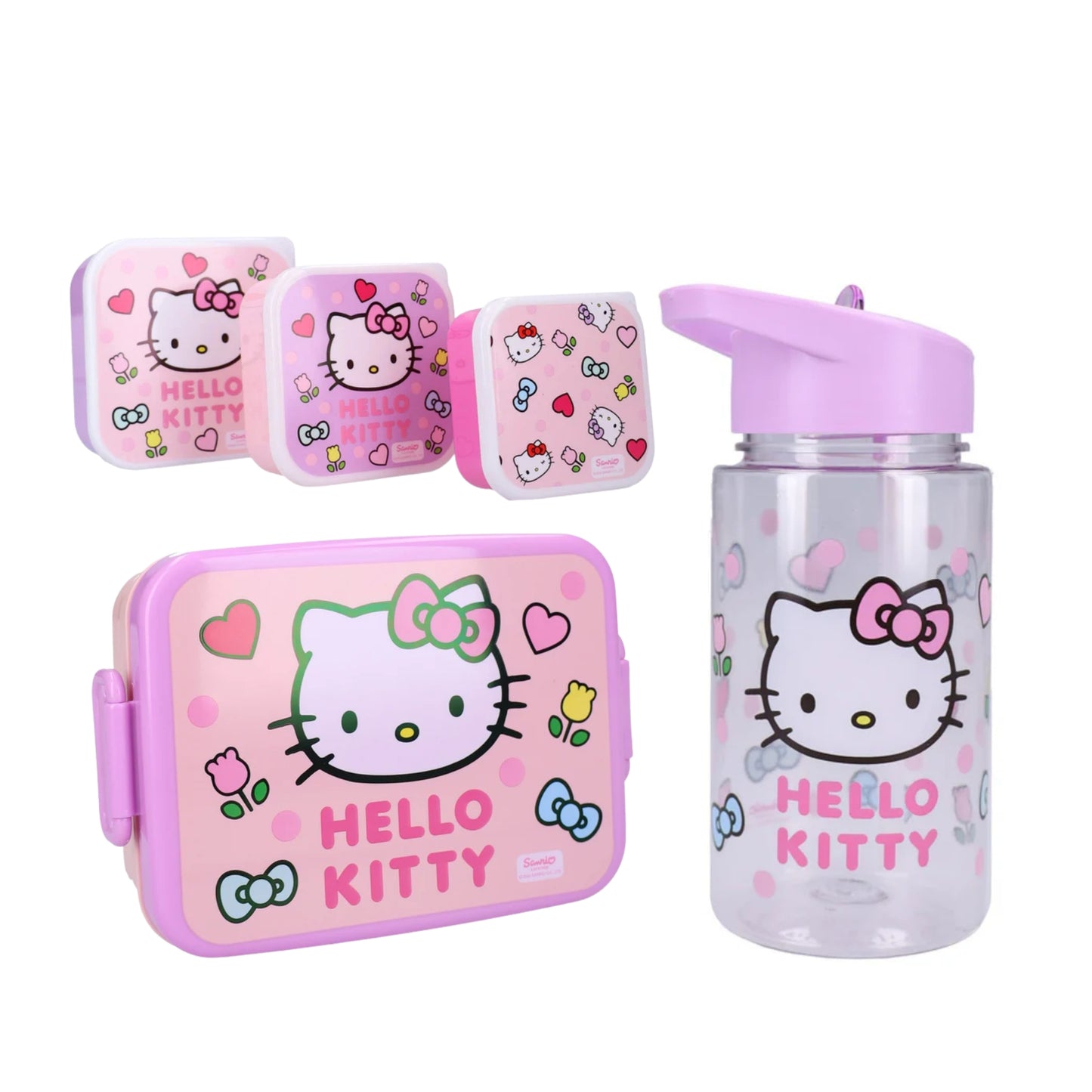 Hello Kitty lunchset; lunchbox, snackbox en drinkfles
