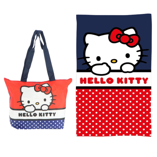 Hello Kitty strandset; strandlaken en strandtas
