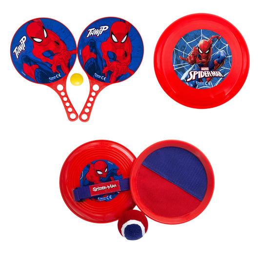 Spiderman strandset; tennis, frisbee en vangspel met bal