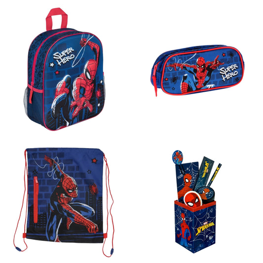 Spiderman back to school set; 3D rugzak, etui, gymtas en schrijfwarenset