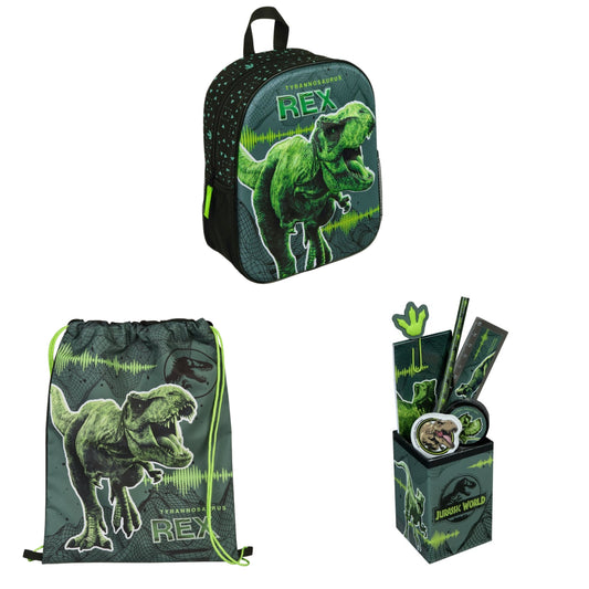 Jurassic World back to school set; 3D rugzak, gymtas en schrijfwarenset
