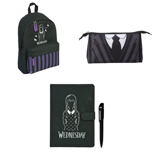 Wednesday back to school set; rugzak, etui en notitieboek met pen
