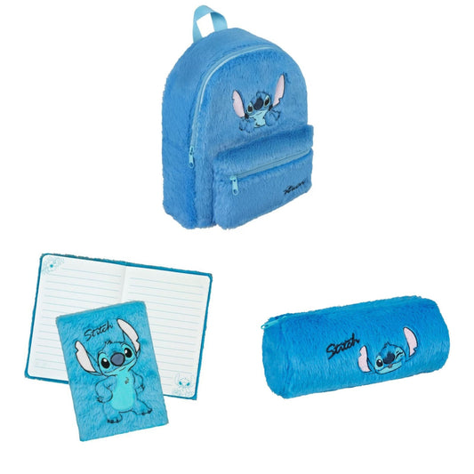 Lilo & Stitch back to school set; pluche rugzak, pluche etui en pluche notitieboek
