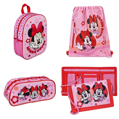 Minnie Mouse tassenset; 3D rugzak, gymtas, etui en portemonnee
