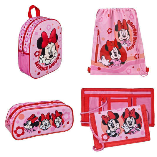 Minnie Mouse tassenset; 3D rugzak, gymtas, etui en portemonnee