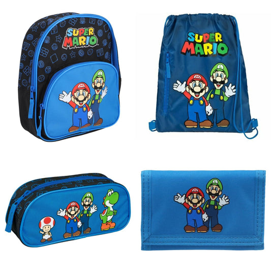 Super Mario tassenset; rugzak, gymtas, etui en portemonnee