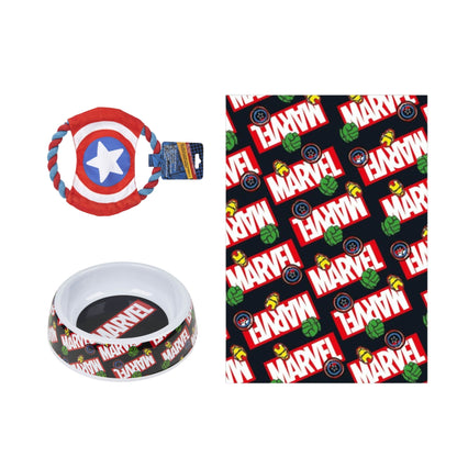 Avengers hondenset; voerbak, frisbee en deken