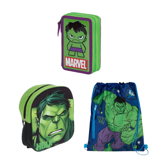 Avengers back to school set hulk; rugzak, gymtas en gevulde etui