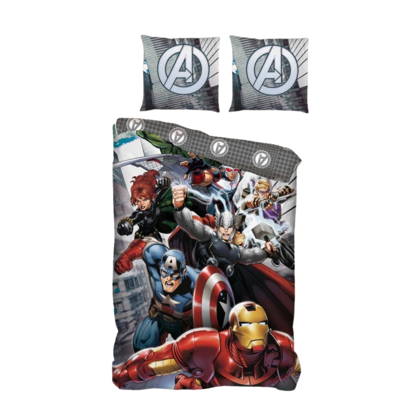 Avengers slaapkamerset; dekbedovertrek, hoeslaken, vloerkleed, opbergbox en beddensprei
