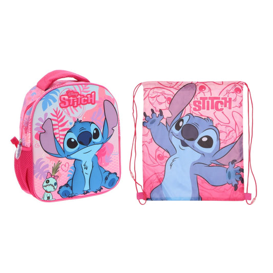 Lilo & Stitch tassenset roze; rugzak en gymtas
