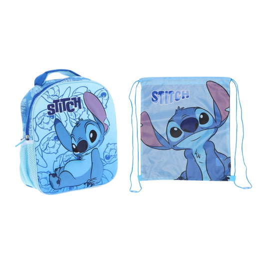 Lilo & Stitch tassenset blauw; rugzak en gymtas