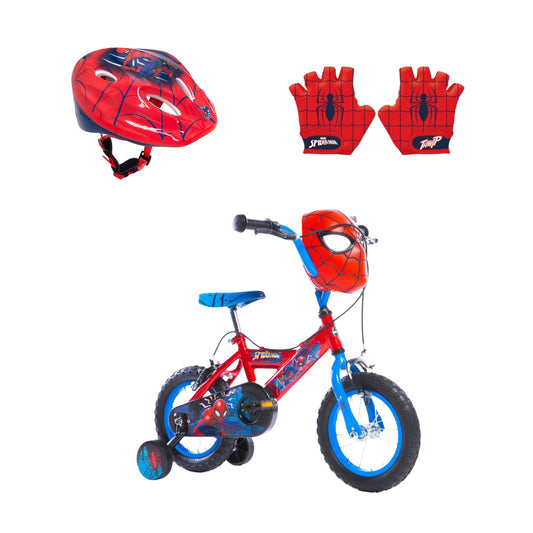 Spiderman fietsset; fiets 12 inch, handschoenen en helm