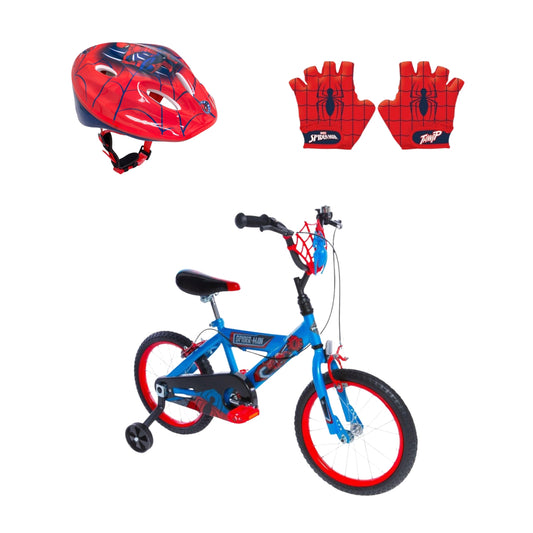 Spiderman fietsset; fiets 16 inch, handschoenen en helm