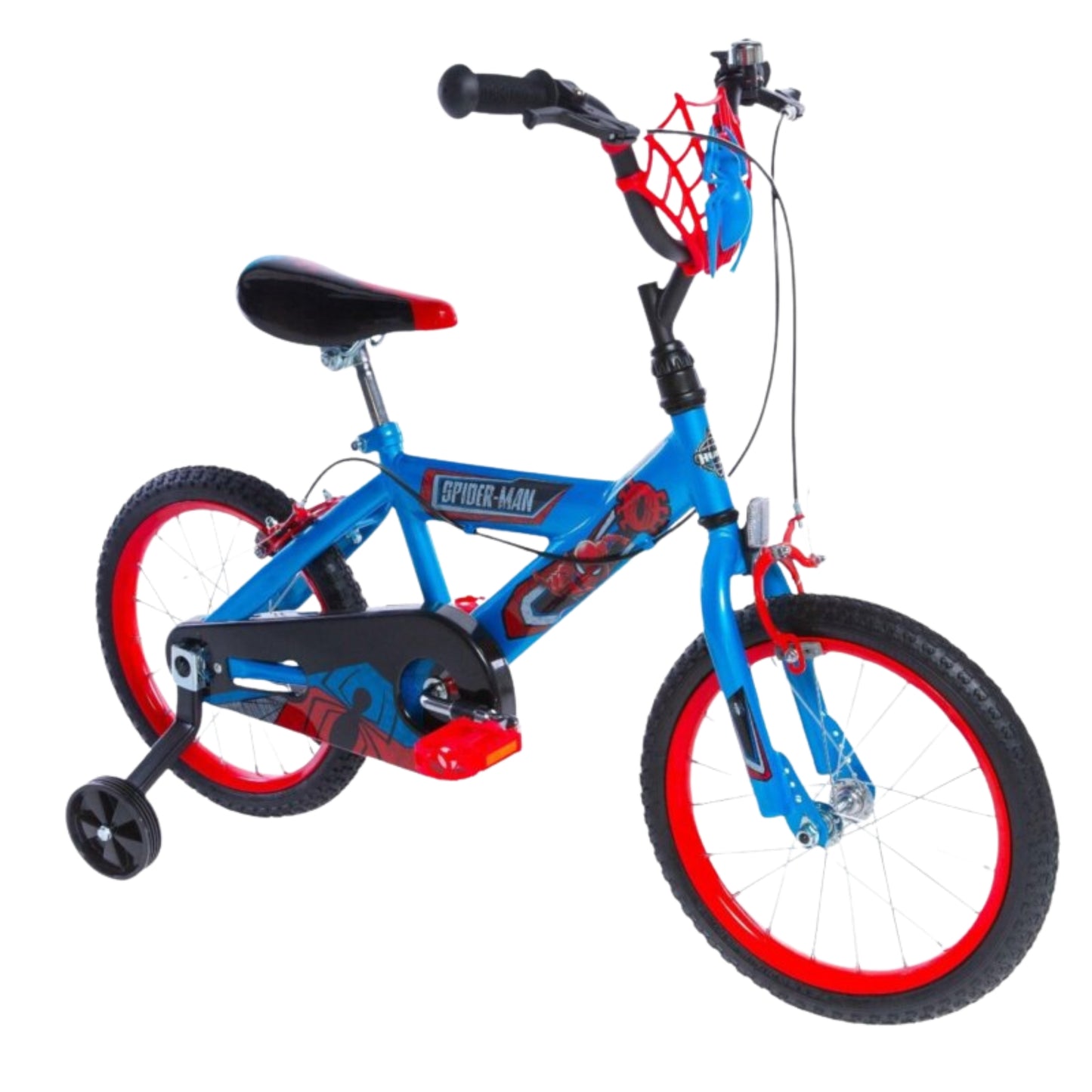 Spiderman fietsset blauw; fiets 16 inch, helm en handschoenen