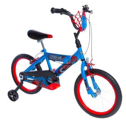 Spiderman fietsset blauw; fiets 16 inch, helm en handschoenen