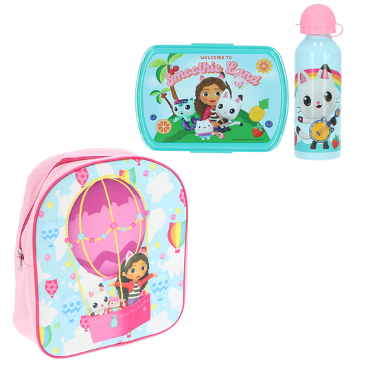 Gabby's Dollhouse lunchset; fles, lunchbox en rugzak