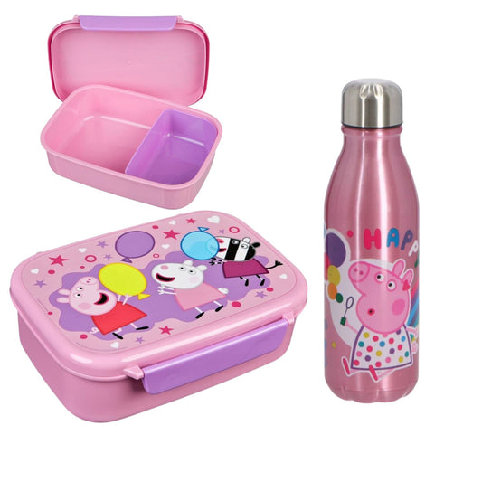 Peppa Pig lunchset; drinkfles en lunchbox