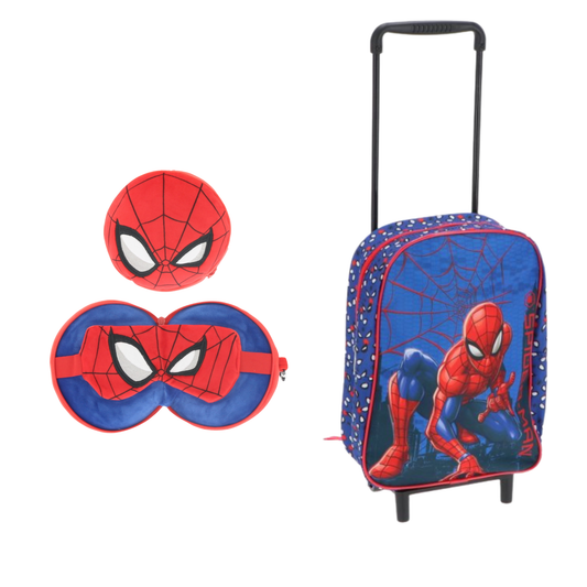 Spiderman reisset: trolley en 2 in 1 slaapmasker en reiskussen