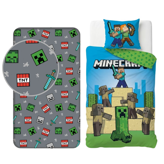 Minecraft Dekbedovertrek + Hoeslaken