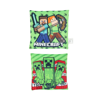Minecraft slaapkamerset; dekbedovertrek, wandklok, opbergdoos/stoel, vloerkleed en kussen