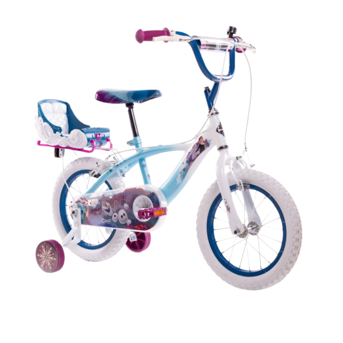 Frozen fietsset; fiets 14 inch, handschoenen, windmolen, stuur fransjes en helm