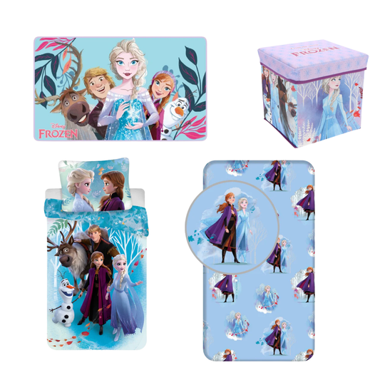 Frozen slaapkamerset; dekbedovertrek, hoeslaken, vloerkleed en opbergbox