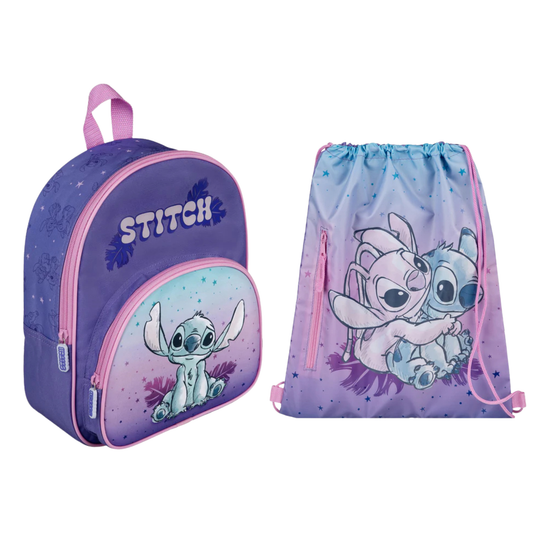 Lilo & Stitch tassenset paars; rugzak en gymtas