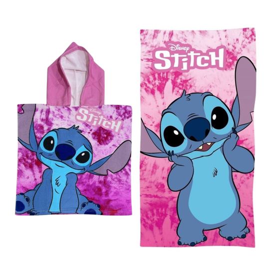 Lilo & Stitch strandset; poncho en strandlaken