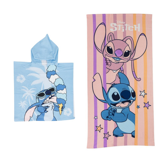 Lilo & Stitch strandset; poncho en strandlaken
