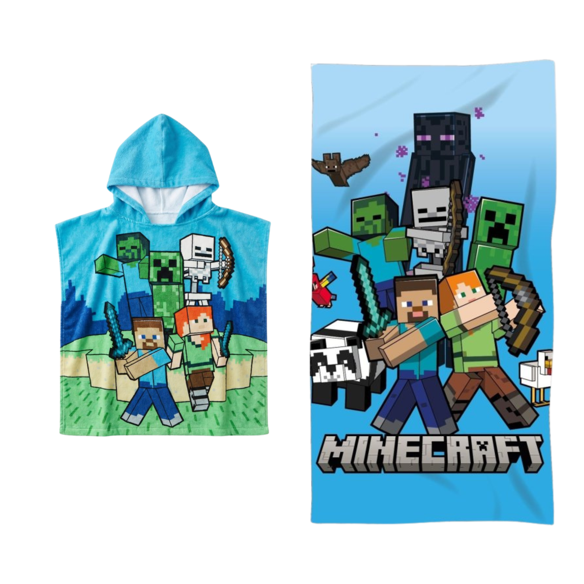 Minecraft strandset; poncho en strandlaken