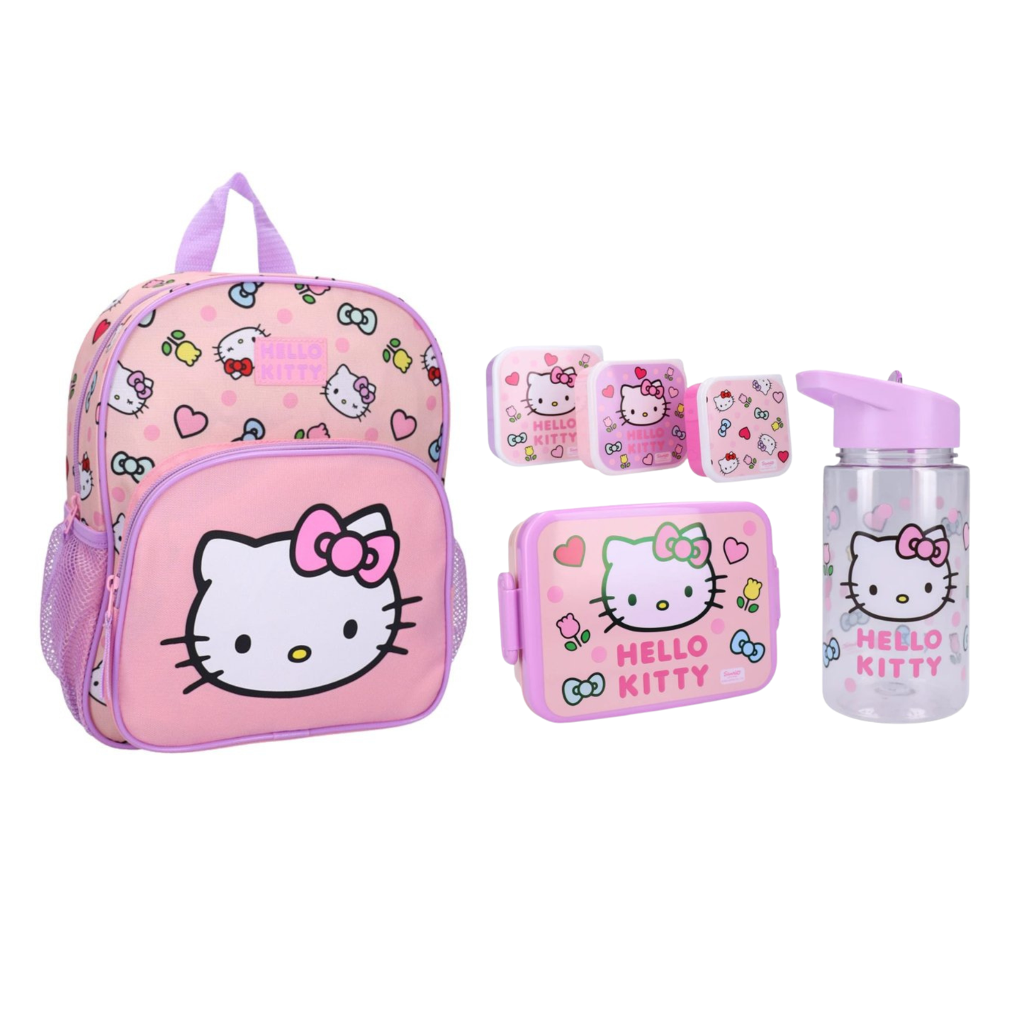 Hello Kitty schoolset: rugzak + lunchbox + drinkfles + snackboxen